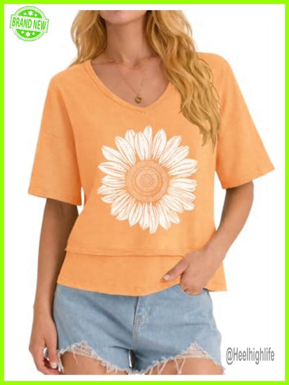 Womens 100% Cotton V Neck Oversized T Shirt Loose Fit Boxy Cropped Tee